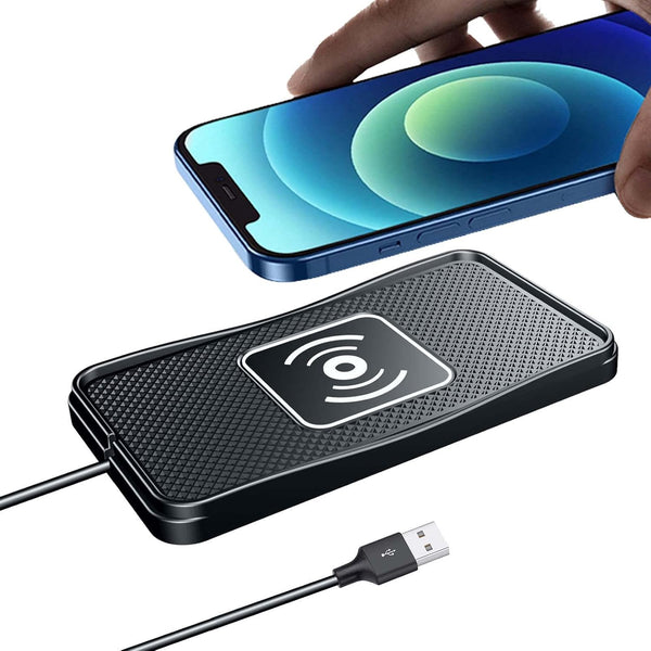 Wireless Phone Charger Qi Car Charging Pad, Fast 15W for iPhone 14, 13, 12, 11, Samsung Galaxy, and AirPods