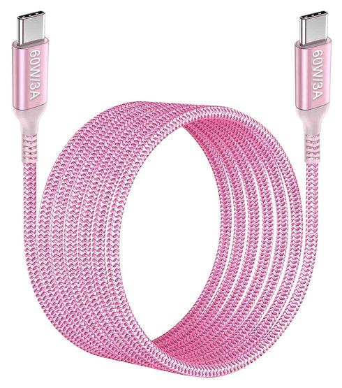 Long USB C to USB C Cable 15 ft Pink, 60W Fast Charging Cord for iPhone 15/15 Pro, iPad Pro, MacBook Pro, Samsung Galaxy