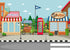 CORFOTO Fabric 10x8ft Town Street Backdrop Ice Cream Coffee Shop Red Phone Booth