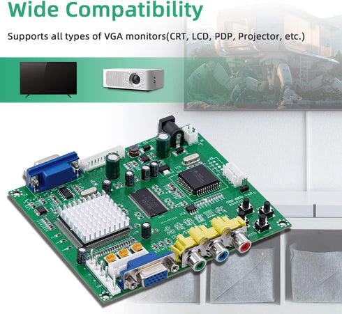 Mcbazel Arcade Game RGB/CGA/EGA to VGA HD Video Output Converter Board for Arcade Monitors