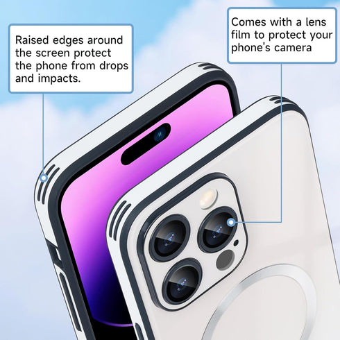 Guppy Magnetic Case for iPhone 15 Pro Max, Scratch Resistant Gradient Glass Back Cover with Full Camera Lens Protector