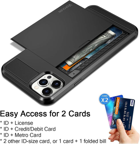 Vofolen iPhone 12 Pro Max Case, 5G Wallet Cover, Credit Card Holder, Anti-Scratch Dual Layer Bumper