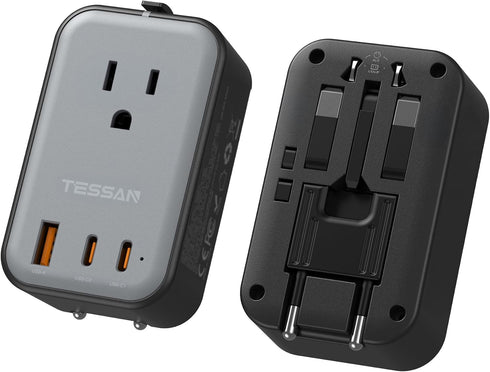 TESSAN Travel Adapter PD 20W, Universal Power Adapter 2 USB C 1