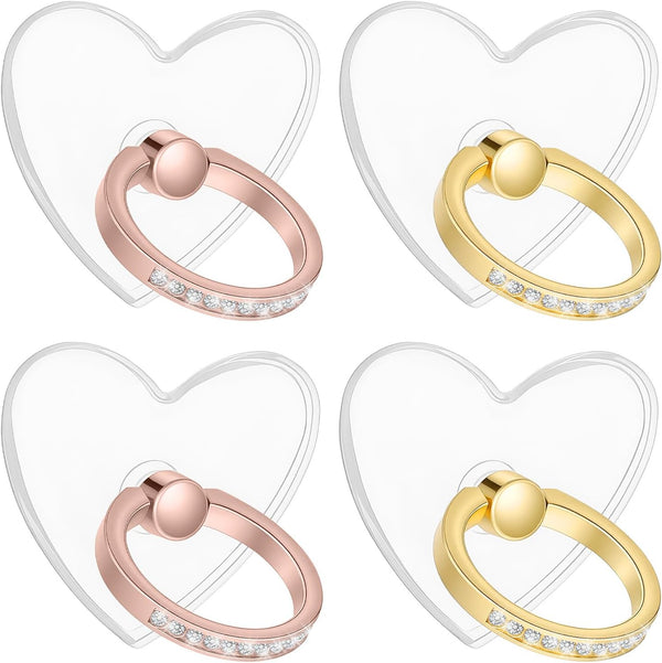 HJZHII 4PCS Transparent Cell Phone Ring, Diamond Setting Cell Phone Rings Holder Stand
