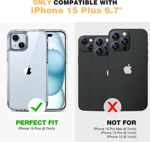 Diaclara iPhone 15 Plus Case: Heavy Duty Clear, Military Grade Drop Protection, Anti-Spy Privacy Screen Protector.