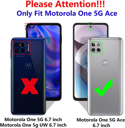 Military Grade Drop Impact Case for Moto One 5G Ace, Heavy Duty Shockproof Armor with 360 Metal Rotating Ring