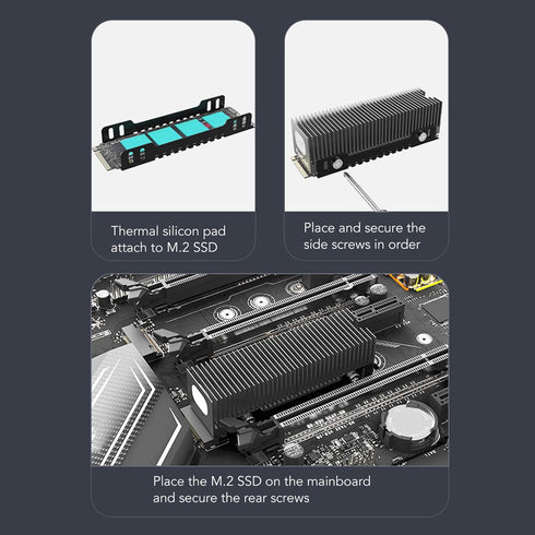 M.2 SSD Cooler with Thermal Pad for PC Office, 2280 M.2 SSD Heatsink with 38 Cooling Fins for Effective Heat Dissipation