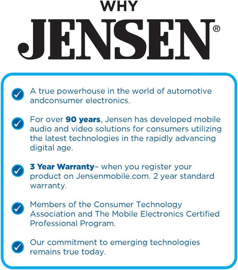 JENSEN MPR420 Double DIN Car Stereo Receiver - Bluetooth Hands Free Calling & Music Streaming, Not a CD Player