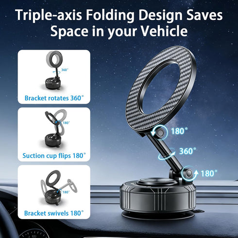 ROMITAKE 360 17/16/15/14 Car Mount, Vacuum Suction Phone Holder for Car, Car Phone Holder Mount, Adjustable Phone