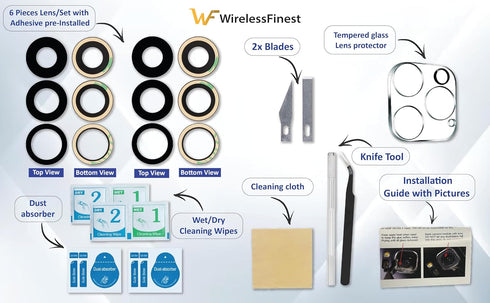 2X Set/6 PCS Back Rear Camera Lens Glass Replacement Kit for iPhone 13 Pro / 13 Pro Max + Repair Tools