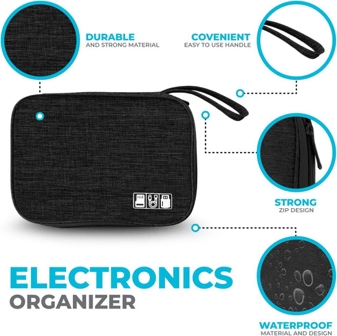 Electronics Charger Organizer - Travel Cable Case for Cords, Chargers, and Tech Accessories