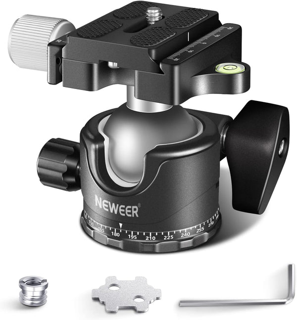 NEEWER Low Profile Camera Tripod Ball Head, 36mm Metal Panorama Head Compatible with Arca 1/4” Quick Release Plate