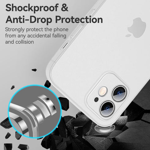 QLTYPRI Ultra Thin iPhone 12 Case 6.1" - White, Soft Silicone TPU Bumper, Shockproof, Full Camera Protection,