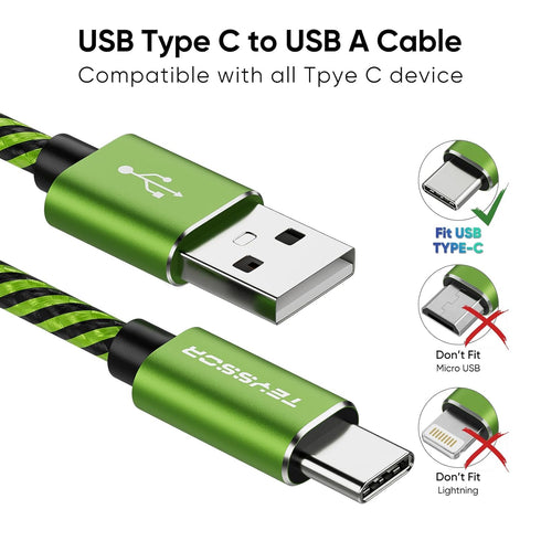 USB C Cable 6FT 4-Pack, Nylon Braided USB A to Type C Charger Cable, Fast Charging for Samsung Galaxy S24 S23 S22