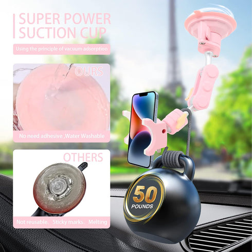 Suction Cup Phone Mount Car 360° Rotating, Universal Ball Head Arm for Video Recording, 1pc Pink
