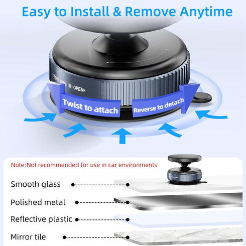 volport 360Adjustable Vacuum Magnetic Phone Holder, Removable Reusable Suction Cup Cell Phone Mount for Magsafe iPhone