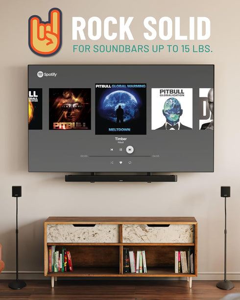 ECHOGEAR Sound Bar Mounting Bracket for Under TV, Adjustable Height & Depth, Compatible with LG, Vizio, Bose