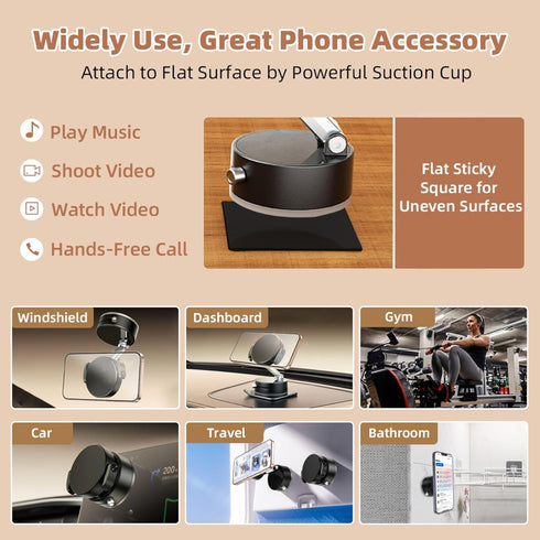 SEVENKA 360 Rotatable Vacuum Magnetic Phone Holder Stretchable Clamp Compatible with iPhone Samsung All Phone