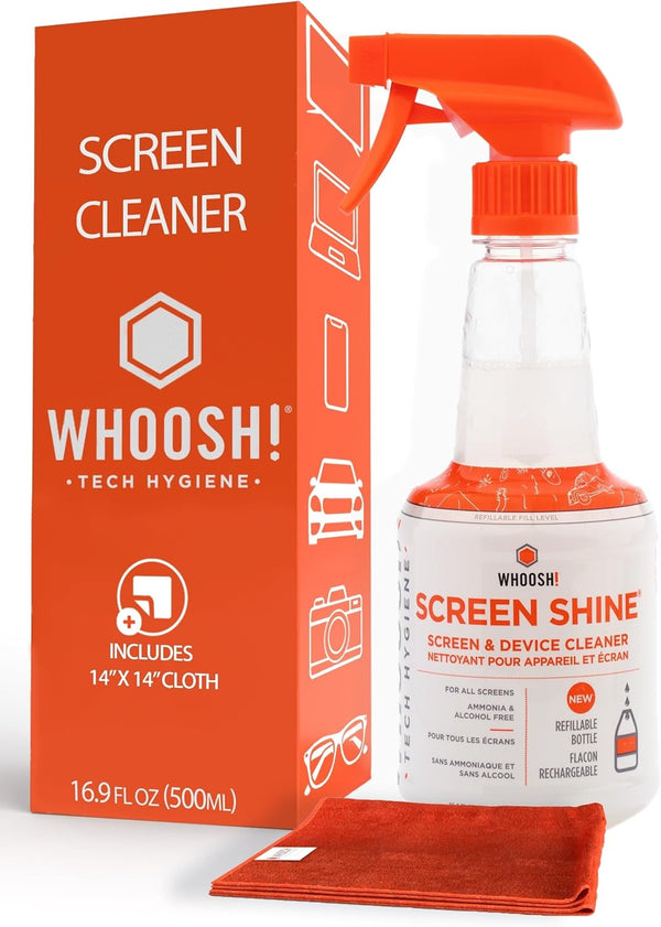 WHOOSH! 2.0 Screen Cleaner Kit - Refillable 16.9 Oz for Smartphones, iPads, Eyeglasses, & More