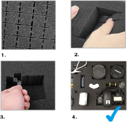 Small Hard Carrying Case with Pluck Foam Interior for Pistol, GoPro, Microphone, Camera, Outer Size 12.2 x 10