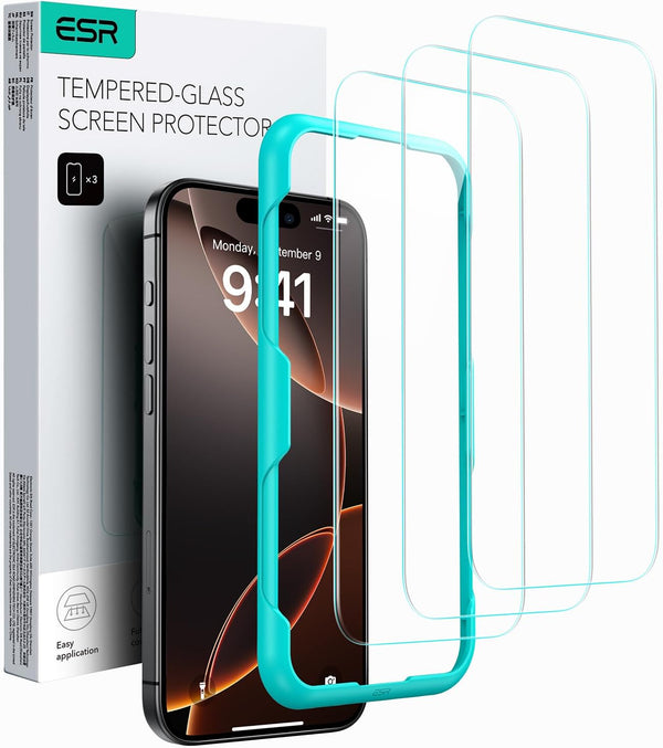 ESR 3 Pack for iPhone 16 Pro Screen Protector - Military Grade Shatterproof Tempered Glass Film