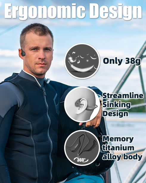 Tayogo Bone Conduction Headphones, Wireless Bluetooth Earbuds, Open Ear Headset with Mic for Running, Cycling, Yoga