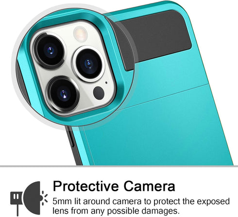 Vofolen iPhone 12 Pro Max Case, 5G Wallet Cover with Credit Card Holder Slot, Anti-Scratch Dual Layer Sky Blue