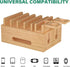Bamboo Charging Stations for Multi Devices, Wood Desktop Docking Station Charger Organizer for Cell Phones, Tablets,