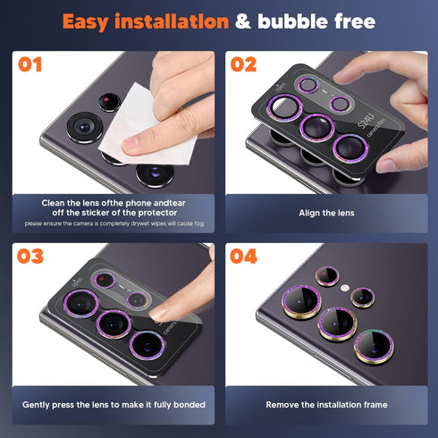 Hoerrye Galaxy S24 Ultra Camera Lens Protector - Ultra-HD 9H Tempered Glass, Case-Friendly, Anti-Scratch,