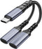 USB C Splitter, Dual USB C Headphone and Charger Adapter, 2 in 1 Type C Audio Dongle with PD 60W Fast Charging