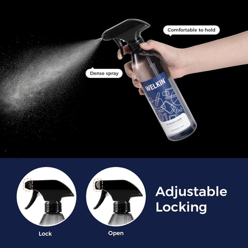 WELKIN Screen Cleaner Spray Kit (18.6 oz + 2oz) - Cleaning Mist for TV, Laptop, Phone Touchscreen - 2 Sprayers & Cloth