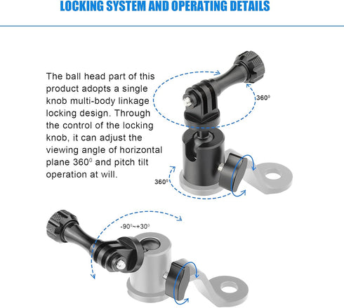 Motorcycle Sports Camera Holder for Gopro Hero 8/9/10/11/12, YI, AKASO, SJCAM, DJI Osmo Action Cameras