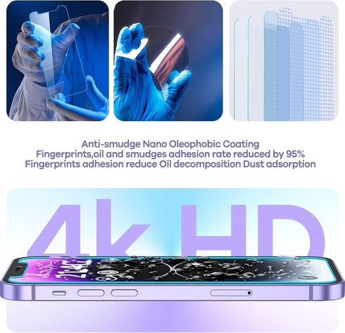 ORIbox 3-Pack Glass Screen Protector for iPhone 12 & 12 Pro, HD Clear, Anti-Scratch, Eye-Protection Tempered Glass.