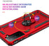 Military Grade Shockproof Case for Samsung Galaxy S21 FE, Red with 360 Metal Rotating Ring Kickstand Holder