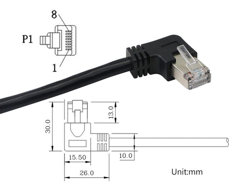 SinLoon RJ45 Ethernet Adapter Cable, 90 Angle Right Male to Female for CAT 5/CAT 6 LAN Ethernet