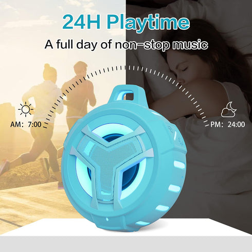 EBODA Waterproof Bluetooth Shower Speaker, IPX7 Floating Portable Wireless Speaker, 24H Playtime with RGB Light for