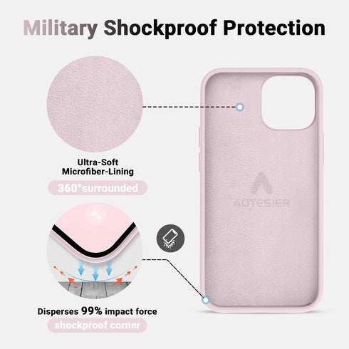 AOTESIER Shockproof Liquid Silicone Case for iPhone 13 Mini, Full Body Drop Protection 5.4 inch Slim Thin Cover, Ice