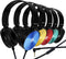 Premium Classroom Headphone with Microphone (5 Pack) - Kids Wired Earphones for K-12 Students & Teachers, Colorful