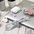 Heart Cord Organizer 3 Pack - PU Leather USB Cable & Earphones Storage Straps, Cute Charging Holder for Women & Girls.
