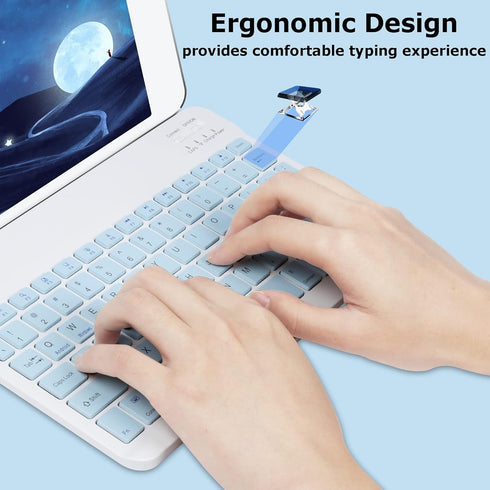 Bluetooth Wireless Keyboard and Mouse Combo, Ultra-Slim Ergonomic Small Rechargeable Set for Apple iPad, iPhone,