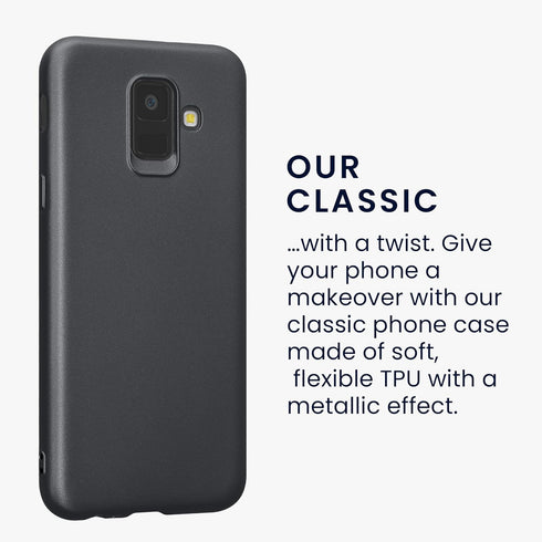 kwmobile Case for Samsung Galaxy A6 (2018) - Soft Slim Metallic TPU Silicone Cover - Metallic Grey