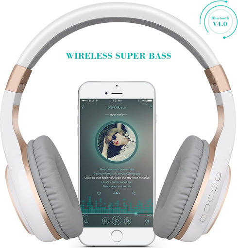 Riwbox Bluetooth Headphones, XBT-80 Folding Stereo Wireless Over Ear Headphones with Microphone and Volume Control,