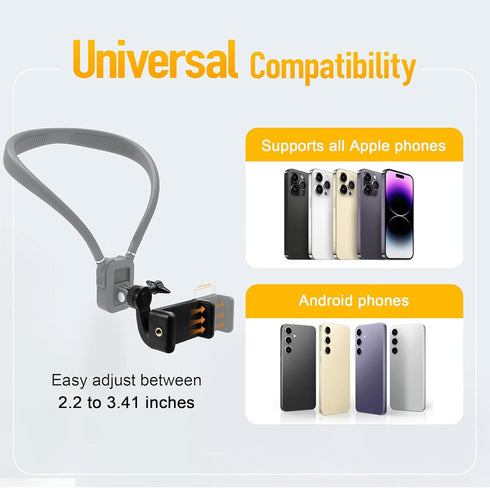 KOHUIPU Insta360 Premium Neck Phone Holder for Recording, Neck Mount Hands Free POV/Vlog Video Filming, Cell Phone Neck