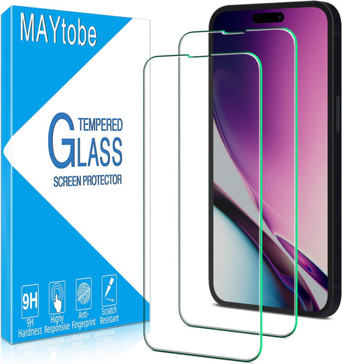 MAYtobe [2 Pack Tempered Glass iPhone 14 Pro Screen Protector, Anti-Scratch, Bubble