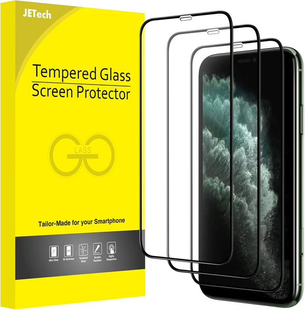 JETech Full Coverage Screen Protector for iPhone 11 Pro/X/XS - 3-Pack, 5.8-Inch, Black Edge, 9H Tempered Glass