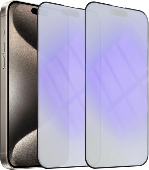 2 Pack Anti-Glare Blue Light Blocking Screen Protector for iPhone 15 Pro Max, Anti Blue Light Tempered Glass Film, 6.7"