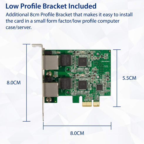 Syba Dual 2.5 Gigabit Ethernet PCI-E Network Expansion Card, RJ45 LAN Adapter, Low Profile Bracket