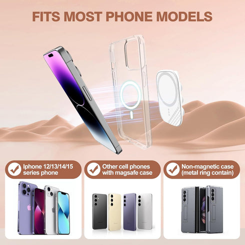 Magnetic Suction Phone Holder for MagSafe, Anti-Slip Hands-Free Phone Holder, Compatible with iPhone MagSafe Phone