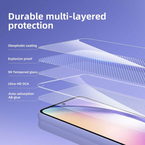 NEW'C Tempered Glass Pack for Samsung Galaxy A54 5G - 3x Scratch-Free, 9H Hardness, 0.33mm Ultra Clear Screen