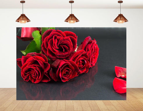 KeyWork 9x6ft Red Rose Bouquet Backdrop Fresh Bloom Petal Photography Background for Valentine's